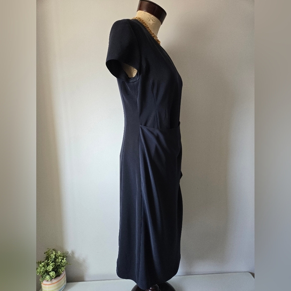 ARMANI COLLEZIONE  Navy Blue Short Sleeve Faux Wrap Midi Dress. Size 10 - Picture 5 of 15